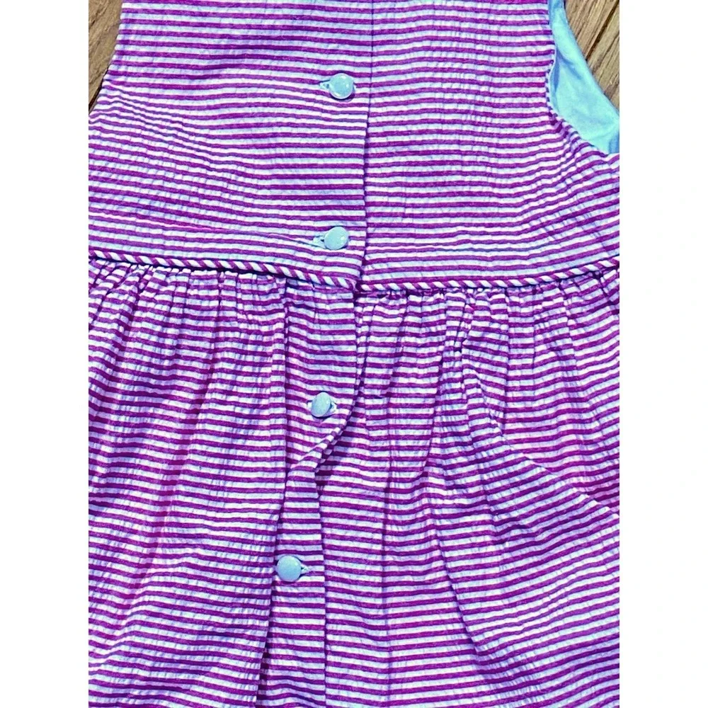 Ralph Lauren Baby Girls Pink‎ White Striped Seersucker Lace Collar Dress 18M